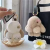 Plush Keychains Cute Long Ear Bunny Keychain Real Mink Fur Rabbit Doll Pendant Toys Keyring Handbag Charm Ornament Pompom Plush Jewelry Gifts 230921