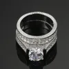 2 ensembles de luxe populaires de 15 ct de diamants de haute qualité incrustés d'une bague en or blanc 14 carats 182L