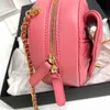 Luksusowa torba crossbody różowa torba designerska mała torba na ramię torebka przejażkowa mini sercowa torba miłosna ze złotą łańcuchem skórnym 18 -cm moda torba luksusowa torba