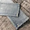 Man jeans designer lila mager rippad cyklist smala raka byxor stack modemän trend varumärke vintage pant uslmhq