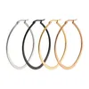 New Vintage Jewelry Brand Earrings Titanium Stainless Steel Gold Silver Black Hoop Earrings Big Size Women Earrings Accessories 10201T