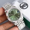 럭셔리 디자이너 남성 시계 녹색 다이얼 다이아몬드 36mm/40mm 자동 기계 운동 패션 캐주얼 여성 시계 Montre De Luxe Dhgate Gift Factory Watch
