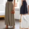 Kvinnor Pants Women Comfy byxor Solid Color Ladies Wide Leg Elastic midja Elegant Loose Bohemian Style Office Lady Lady