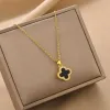 Mode enkel dubbelsidig Vanly Cleefly Clover Necklace Women's Light Luxury High Fashion New Versatile Collar Chain Valentine's Day Gift