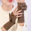 Winter Bow knot Fingerless Gloves Fashion Gloves Cuff Knitted Warm Half Women Stretch Fingerless Mittens