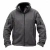 Giacche da uomo Full Zip Up Giacca in pile tattico con cappuccio Cappotti da lavoro caldi termici Tasche da uomo Safari Trekking Capispalla Giacca a vento