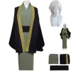 Anime Costumes Anime Bungo Stray Dogs Season 4 Hunting Fukuzawa Yukichi Cosplay Costume Wig Green Haori Kimono Adult Man Christmas Party Suit