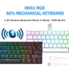 Tangentbord RK61 Royal Kludge Wireless Mechanical Keyboard Tri-Mode Bluetooth 5.0/2.4G/USB-C RGB Backbelysta 61 Key-Swappable Gamer Keyboard 230920