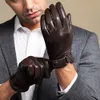 Cinq doigts gants de haute qualité automne hiver 100 véritable cuir de mouton en cuir hommes conduite mitaines écran tactile chaud mâle coupe-vent S2197 230921