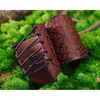 Five Fingers Gloves 1 Pair Nordic Viking Vegvisir Embossed Arm Bracers Medieval PU Leather Guards Cosplay Jewelry 230921