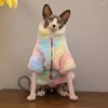 Cat Costumes Winter Velvet Thick Warm Jacket Turtleneck Zipper Quilted DevinRex Konis Clothes For Sphinxes Sphinx Hairless