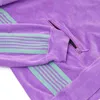 Vestes pour hommes Aiguilles Violet Coton Velours À Manches Longues Piste Stripe Papillon Broderie Oversize Manteau Col De Revers Veste À Glissière Hommes Femmes