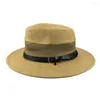 Berets Windproof Summer Straw Hat Men kobiety moda sombrero banama fedora guy linie