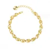 Pulseiras de link 1 peça linda pulseira de trevo de quatro folhas casamento banhado a ouro ilhó grama da sorte corrente de corda de mão para mulheres f1737