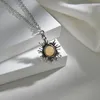 Chains Fashion Moonstone Necklace Crescent Crystal Moon Pendant Vintage Necklaces For Women Female Boho Jewelry