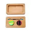 Nowy kolorowy silikonowy pudełko na słoik bambusowy zestaw do łyżki drewnianej Rolling Zioł Tray Handroller do bong narzędzia do palenia narzędzie oleju wosk
