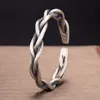 Bangle Vintage Woven Bracelet Sterling Silver Original Certified Open Temperament Simple Cuff Bangle for Men Women Jewelry Gift 230921