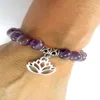 SN1119 Amethyst Healing Mala Armband Yoga Jewelry Lotus Wrist Mala Meditation Energy Strength Trendy Mors dag Gift280J