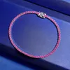 Braccialetti con ciondoli SpringLady Argento sterling Lab Zaffiro Smeraldo Rubino Diamanti ad alto tenore di carbonio Pietra preziosa Bracciale a catena da tennis Bracciale Gioielleria raffinata 230921