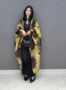 Trench da donna URIOR 2023 Primavera Estate Cappotto stampato a fiori in stile cinese Casual Cardigan con maniche a pipistrello grande per le donne