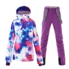 Skianzüge, wasserdichter Schneeanzug für Damen, Outdoor-Sportbekleidung, Kostüm, winddichte Snowboard-Sets, Jacken und Lätzchen, Trägerhose 230920