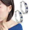 Boucles d'oreilles pendantes en cuivre bleu mer, ensemble Europe et amérique, boucle d'oreille en Zircon à la mode, bijoux en cristal coloré, 1 paire