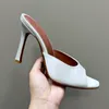 Spool Heels Slippers Designers Sandals AMINA MUADDI Satin Transparent PVC Women Shoes 10.5cm High Heeled Big Size Sandal Designer Shoe 35-42 Woman Pumps with dust bag