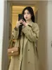 Trenchs de femmes manteaux femme long manteau noir élégant mode coréen streetwear lâche ceinture décontractée cape 2023 mince coupe-vent