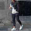 Parcours pour hommes Sigle de survêtement Spring Set 3D Couleur solide imprimée Jogger Sportswear Casual Long Manches T-shirtslong Pantal