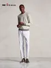 Męskie spodnie jesienne Kiton jedwabny bawełniany mieszany światło proste białe spodni khaki