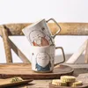 Canecas Criativas Pintadas à Mão Zen Cerâmica Copo de Leite Personalizado Xícaras de Café Artesanais Caneca de Chá Utensílios de Cozinha Presentes para Casais