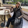 Gilets pour femmes coréen vison cheveux Patchwork Plaid Long gilet vers le bas coton veste mode automne à capuche rembourré femmes manteau 2023 Ladies Vests