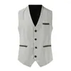 Men's Vests Formal Business Suit Vest Single Breasted 4 Buttons V Neck Back Patchwork Comfortable Soft Costume Waistcoat