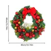 Christmas Decorations Christmas Door Wreath Christmas Reef Artificial Pine Leaves Garland With Balls And Bowknot For Wall Door Party Fireplace Window HKD230921