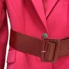 Women's Two Piece Pants Spring 2023 Fashion One Button Belt Suit Slightly Puller Set