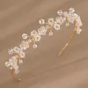 Hårklipp koreanska prinsessan Tiara brudkrok Crown Girl Elegant hårband Pearl Crystal Wedding Jewelry Accessories pannband gåva
