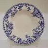 Assiettes à soupe en porcelaine bleue et blanche, décoration émaillée, 8,5 pouces