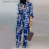 Kobiety Jumpsuits Rompers Długie rękawie Kobiety Kobiety 2023 Button Lose koronki Up Elegancki nadruk Sprężyny Lato Lato Długie spodnie Vintage kombinezon L230921