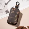 PU Leather Bag Keychains Car Keys Holder Key Rings Black Plaid Brown Flower Pouches Pendant Keyrings Charms for Men and Women Gifts 15 colors