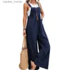 Women's Jumpsuits Rompers Women's Baggy Overalls Adjustable Strap Cotton Rompers Casual Jumpsuit with Pockets Summer Vintage Cotton Linen Straps Wide Leg L230921