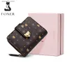 Money Clips FOXER Women Fashion PVC Leather Short Wallet Monogram Signature Card Holder Female Coin Purse Bifold Lady Small Clutch Money Bag Q230921