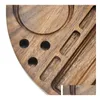 その他の喫煙アクセサリー丸い形状直径218 mmタバコロールトレイタバコdhmehの自然な木製ローリングトレイ家庭