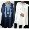 Etniska kläder afrikansk kostym för män mantel skjorta byxor set långärmad toppar broderi agbada kläder boubou africain homme handel232w