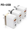 USB A 18W 벽 충전기 유형 C PD 2.4A 스마트 폰 용 빠른 충전 충전기