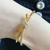 Bangle European rose gold rope knot bracelet women's high-end fashion luxury brand high-quality jewelry party gift 230921