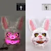 Party Masks Design Scary Neon Glowing Party Bloody Rabbit Cosplay Bunny Mask Halloween Carnival Costume Luminous Props Party LED Mask i0921