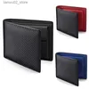 Money Clips 2023 Fashion Carbon Fiber Men's Leather Wallet Casual Tvåfaldig läder Long Wallet Women's Multi-Card Change Pocket Short Wallet Q230921