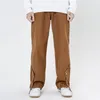 Jeans pour hommes hommes lavés fermeture éclair surdimensionné pantalon en denim Harajuku mode décontractée rétro lâche hip hop pantalon droit 5090