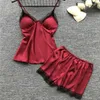 Damen-Nachtwäsche, 4-teiliges Set, Schlafanzug, Damen-Spitzen-Set, sexy V-Ausschnitt, Cami-Nachthemden, bequeme Pyjama-Nachtwäsche, Frühlings-Nachthemd, modische Heimkleidung 230920