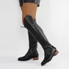 Bottes Classique noir femmes cavalier équitation bottes décontractées en cuir lisse genou haut chaud haute longue montagne Cowboy Botas Femininas 230920